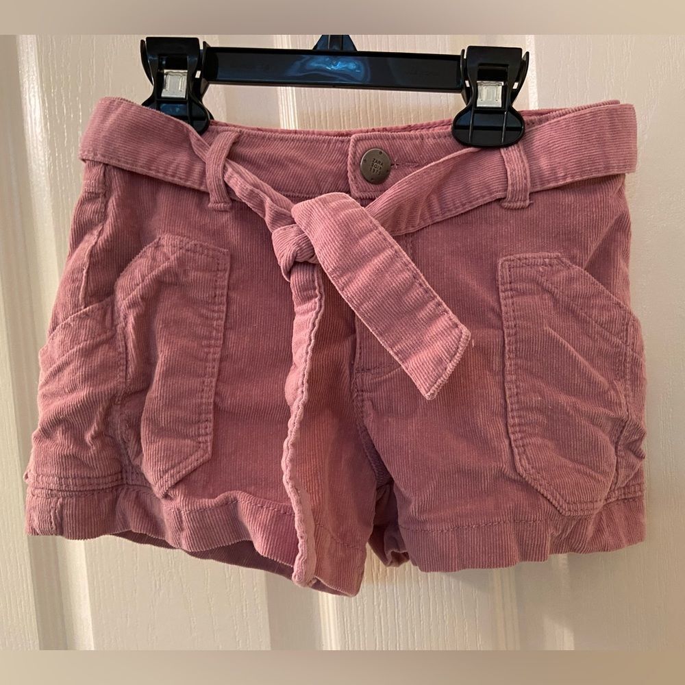 Zara Kids Collection Belted Corduroy Shorts Pink Girls Size 7 years